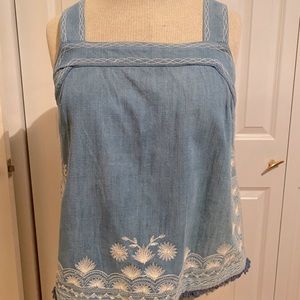 Anthropologie chambray embroidered shirt
